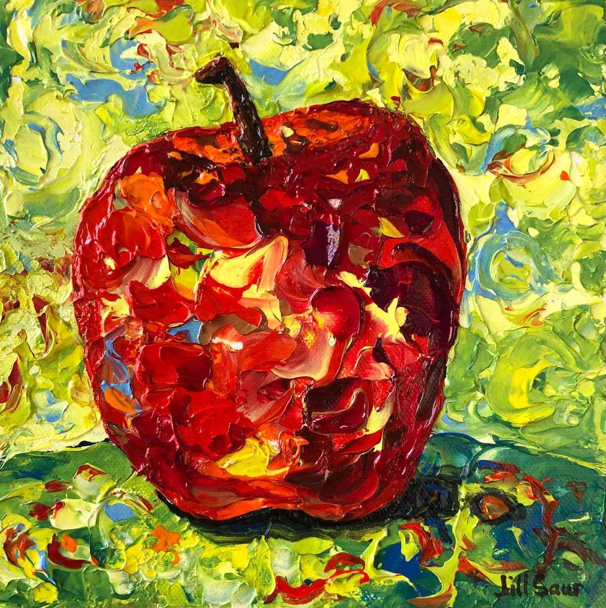 絵画 Apple flk042118 Apple Fancy 8x8 Acrylic – Jill Saur Fine Art
