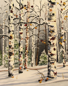 Winter Aspen Painting by Jill Saur