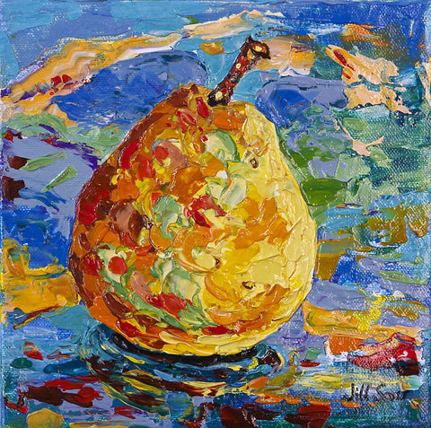 Abstract Pear Painting by Jill Saur