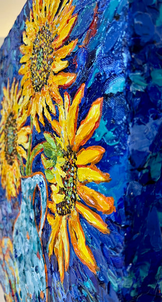 Sunflowers in Blue Vase 20x16 Acrylic