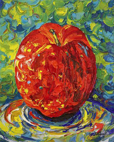 Apple Palette Knife Painting by Jill Saur