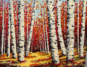 Fall Aspen Tree Painting