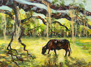 Grazing Cow 6x8 Gouache