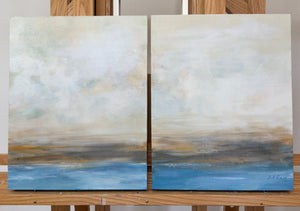 Morning In Shades of Blue 20"x32" Acrylic Diptych