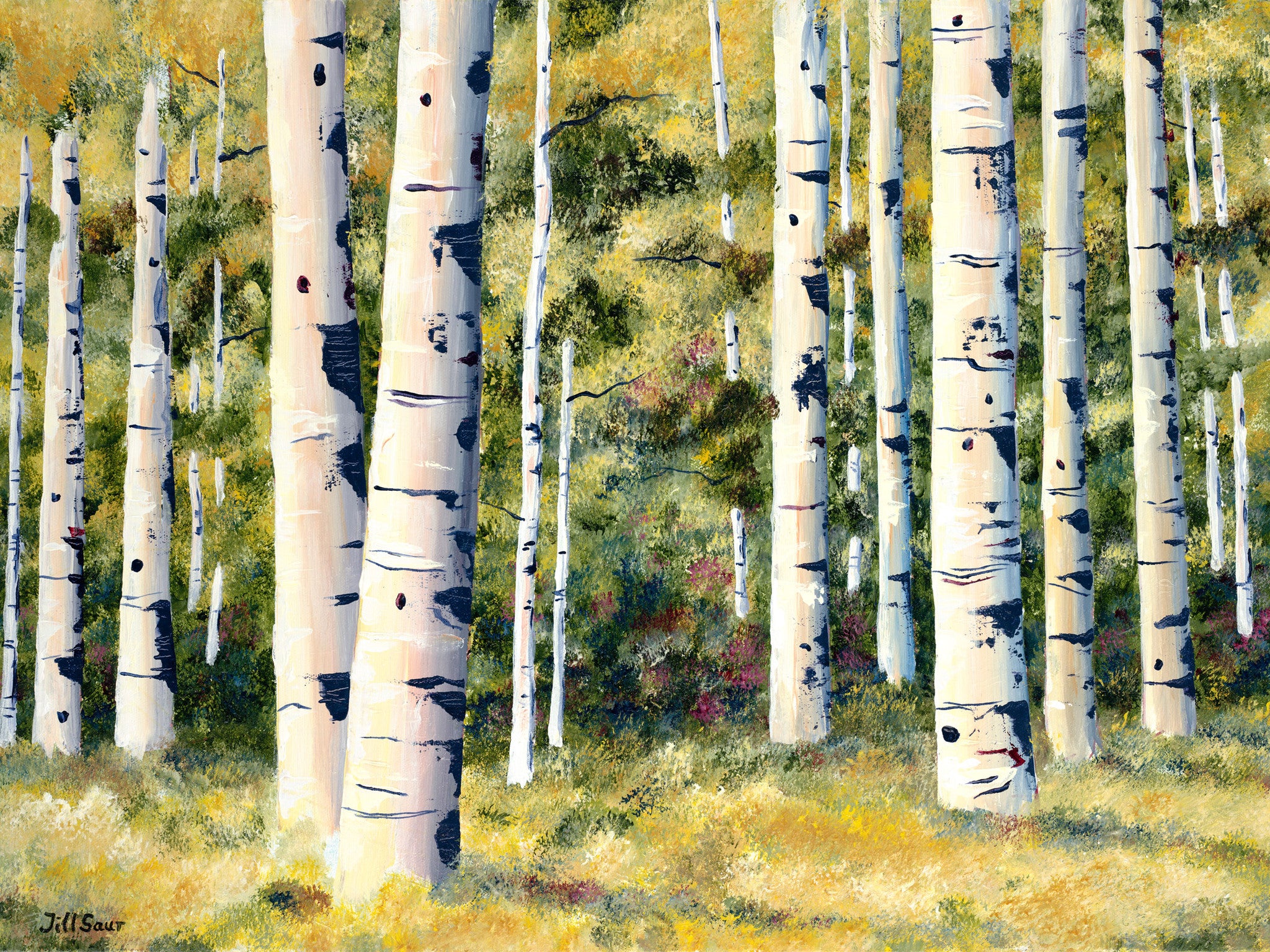 Aspen Landscape Painting by Jill Saur