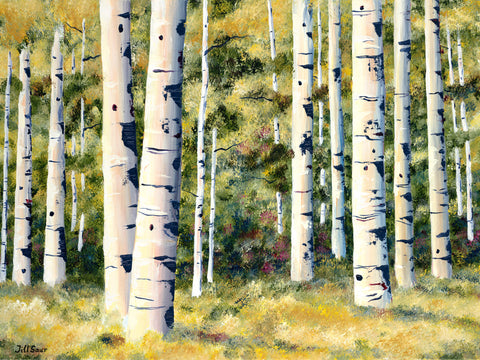 Aspen Landscape Painting by Jill Saur
