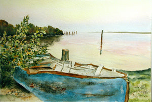 Abandoned Boat Painting by Jill Saur