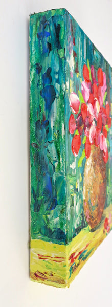 Red Flowers Painting by Jill Saur