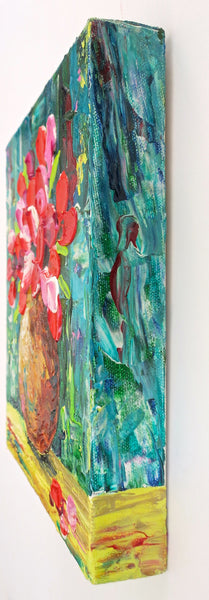 Red Flowers Painting by Jill Saur