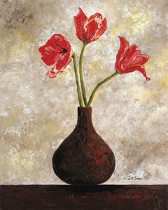 Red Flowers Painting by Jill Saur