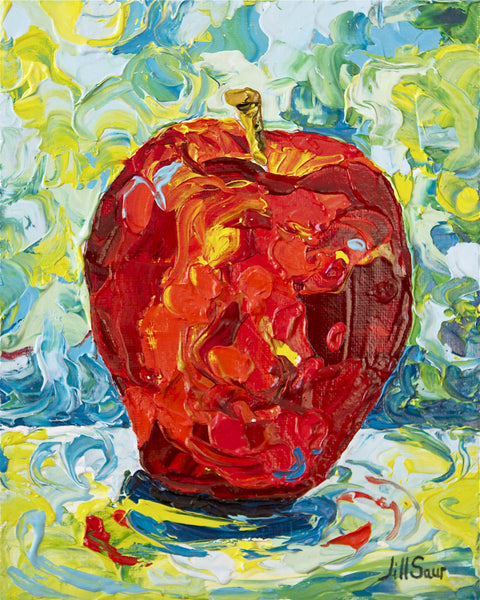 Red Apple Painting by Jill Saur