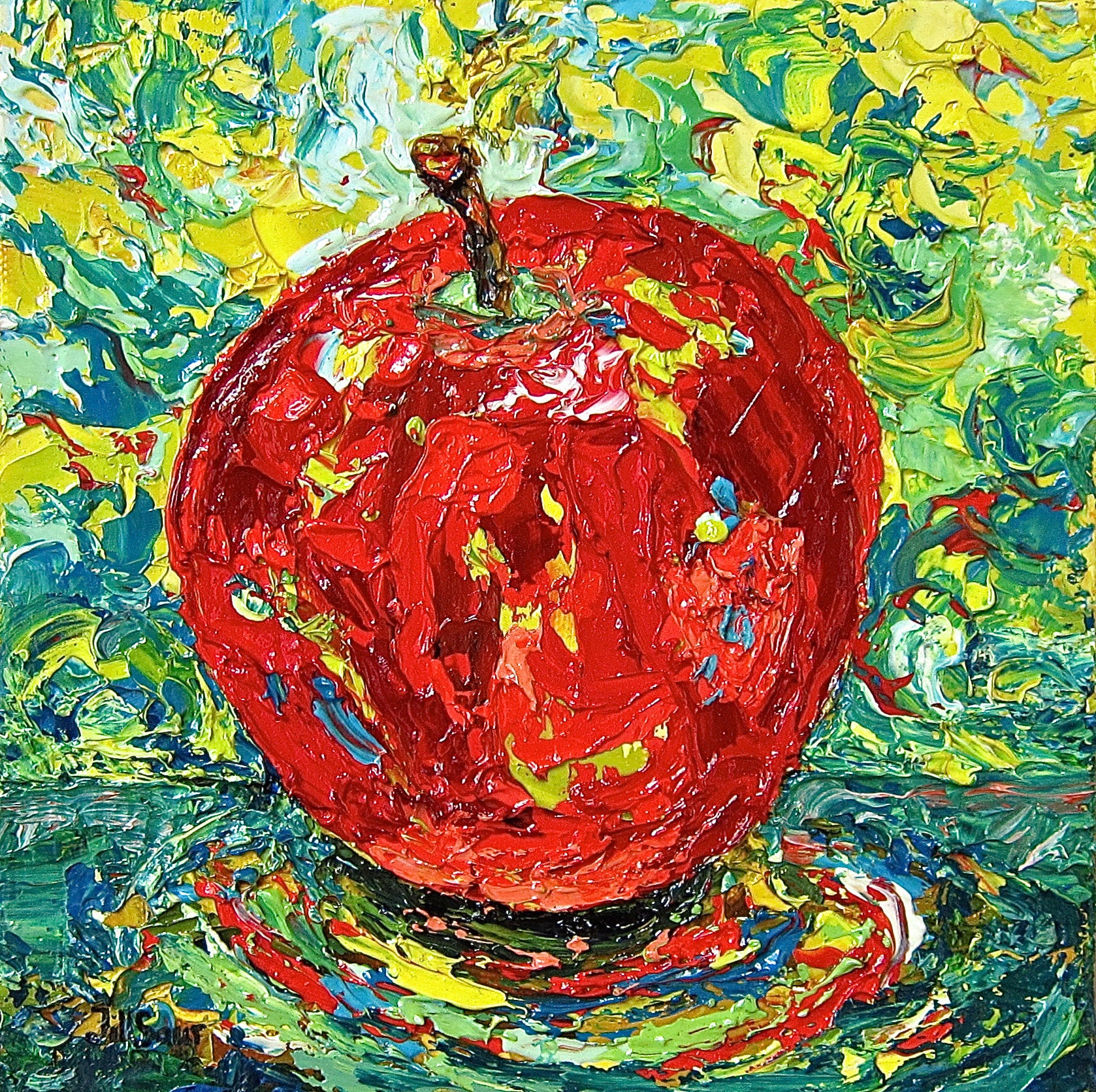 Red Apple Painting by Jill Saur