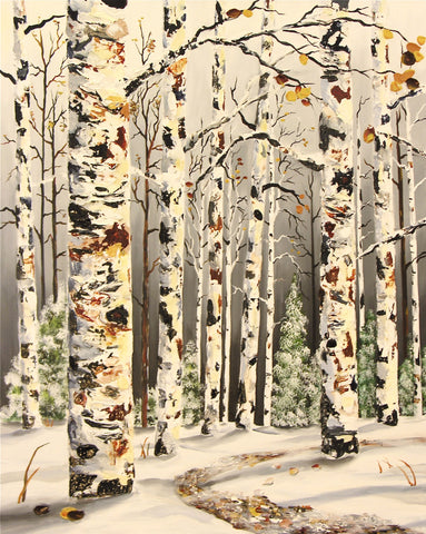 Winter Aspen Painting by Jill Saur
