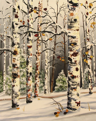 Winter Aspen Painting by Jill Saur