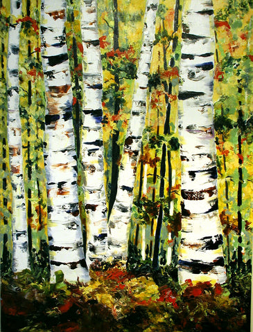 Summer Aspen Trees Painting by Jill Saur