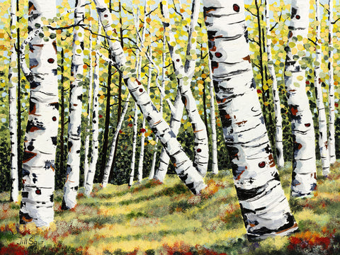 Aspens in Autumn Painting by Jill Saur