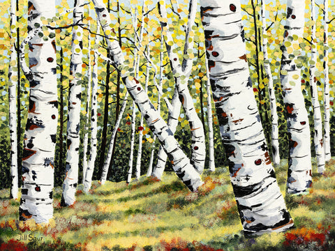 Summer Aspen Tree Painting by Jill Saur