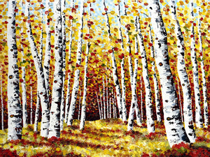 Aspens in Fall Painting by Jill Saur