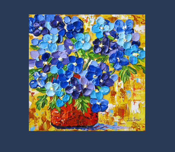 Blue Flowers Painting by Jill Saur