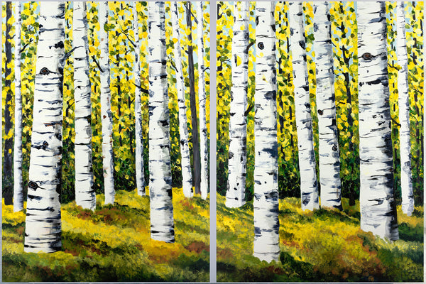 Summer Aspen Trees Painting by Jill Saur
