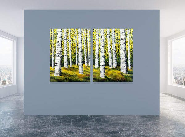 Aspen Trees in Summer Painting by Jill Saur