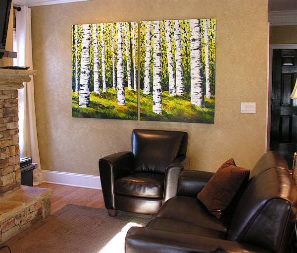 Summer Aspen Trees Painting by Jill Saur