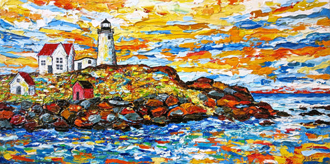 Cape Neddick Lighthouse Painting by Jill Saur