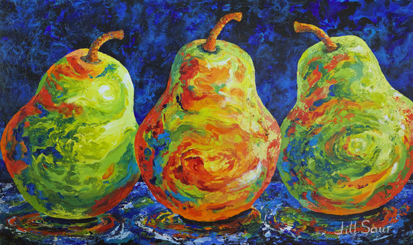 Abstract Pears Painting by Jill Saur