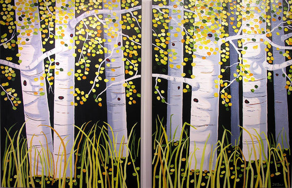 Aspen Tree Painting by Jill Saur