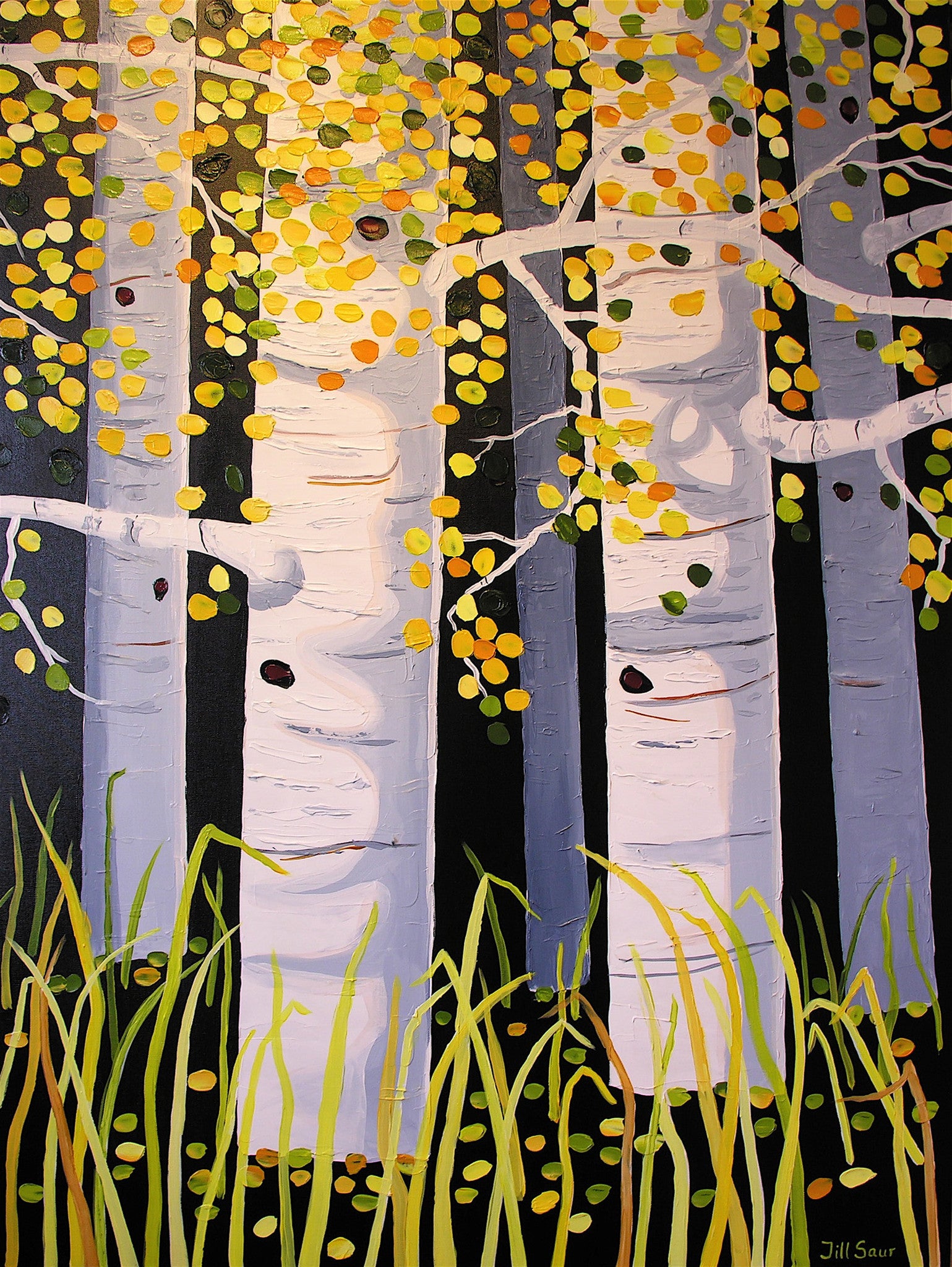 Aspen Trees Painting by Jill Saur