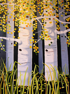 Aspen Trees Painting by Jill Saur