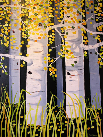 Aspen Trees Painting by Jill Saur
