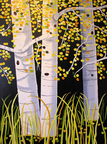 Aspen Tree Painting by Jill Saur