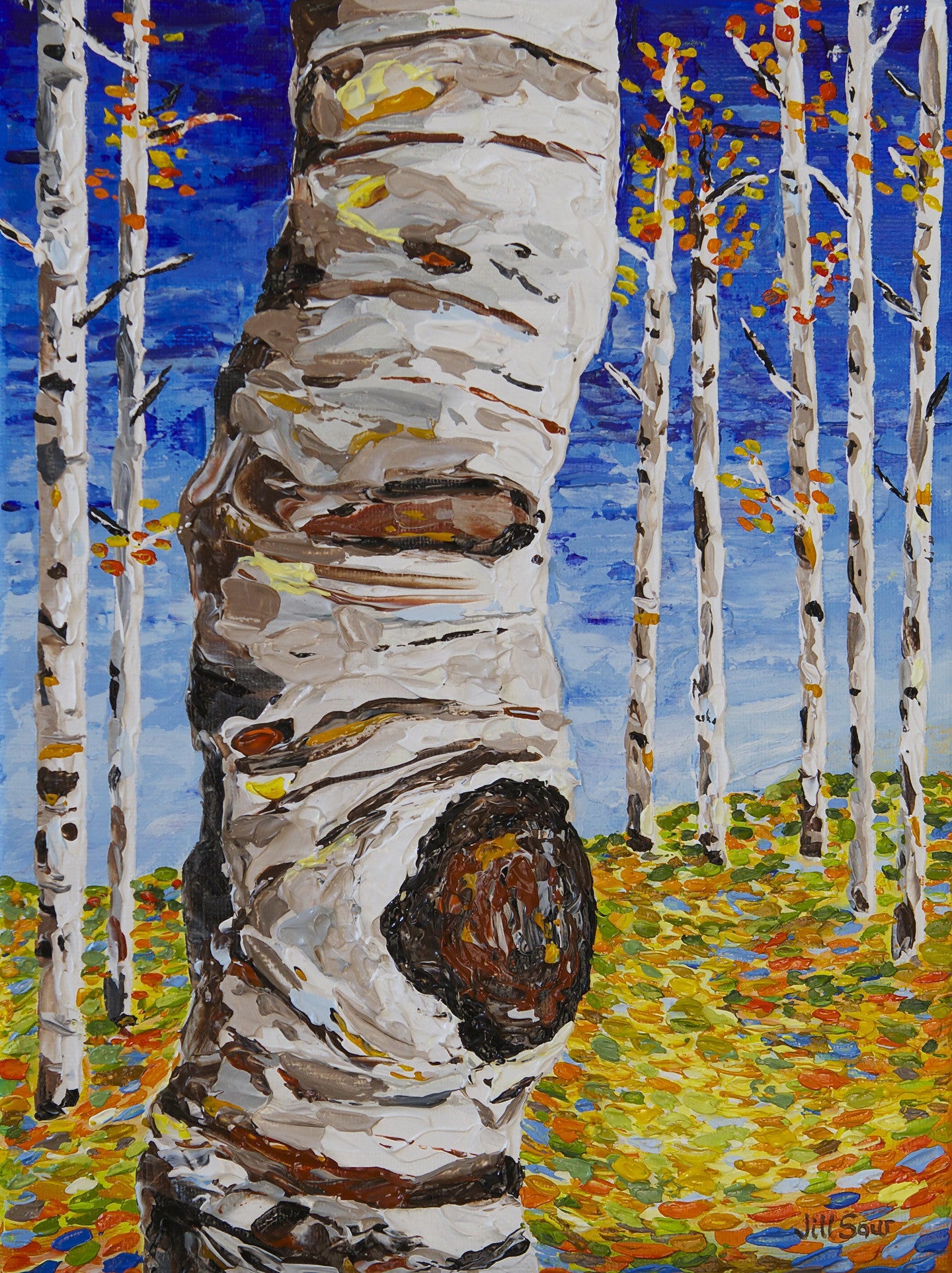 Aspen Tree Painting by Jill Saur