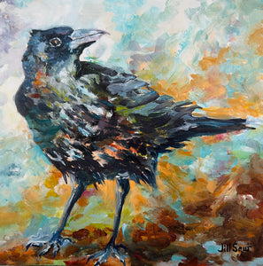 Crow Joy 12x12 oil