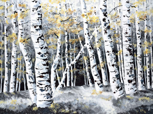 Winter Aspen Painting by Jill Saur