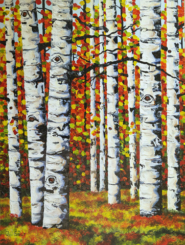Aspen Tree Painting by Jill Saur