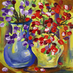 Flowers In Vase Painting by Jill Saur