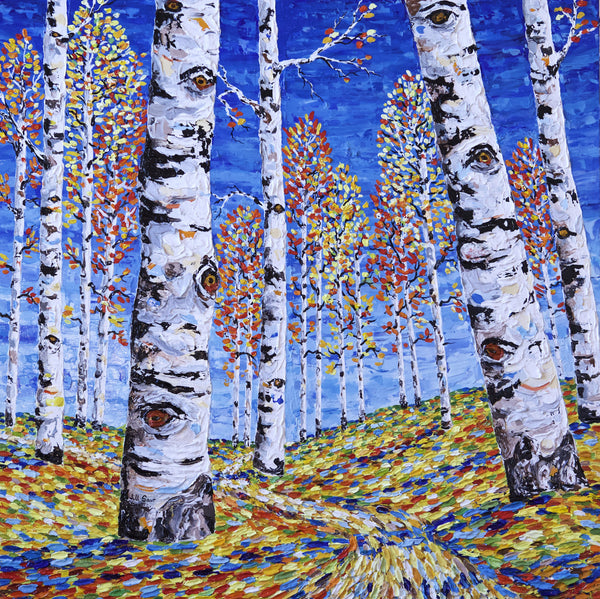 Summer Aspen Tree Painting by Jill Saur