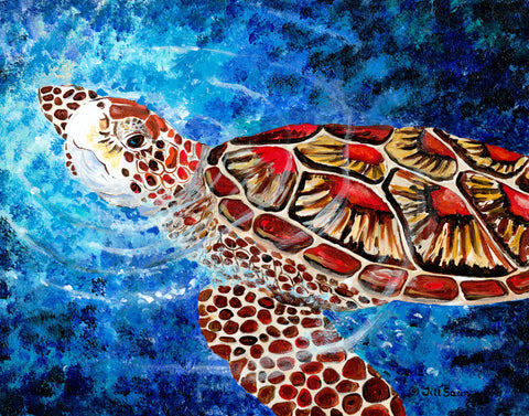 Sea turtle painting by Jill Saur