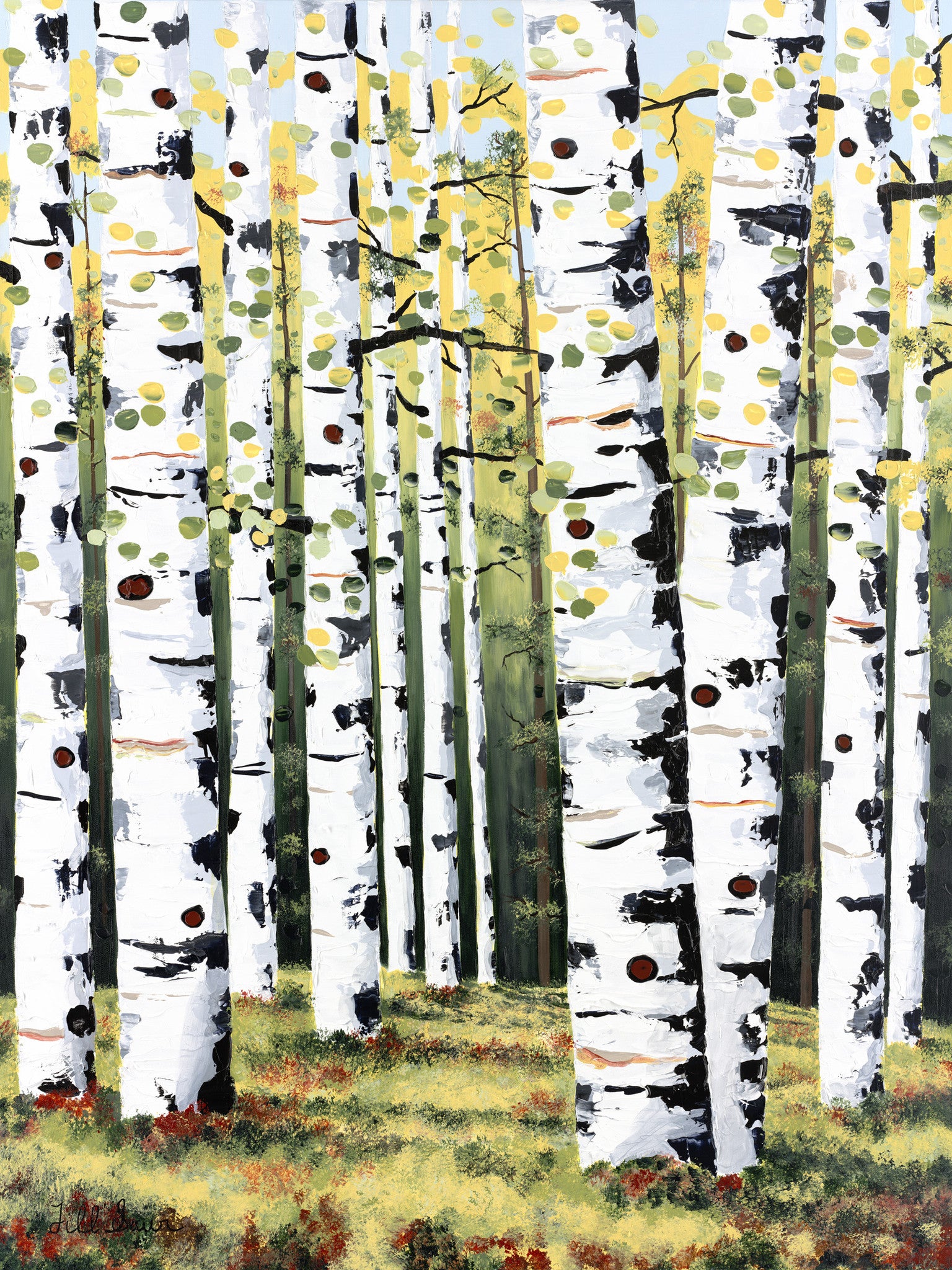 Summer Aspen Trees Painting by Jill Saur