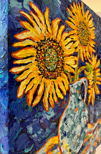 Sunflowers in Blue Vase 20x16 Acrylic