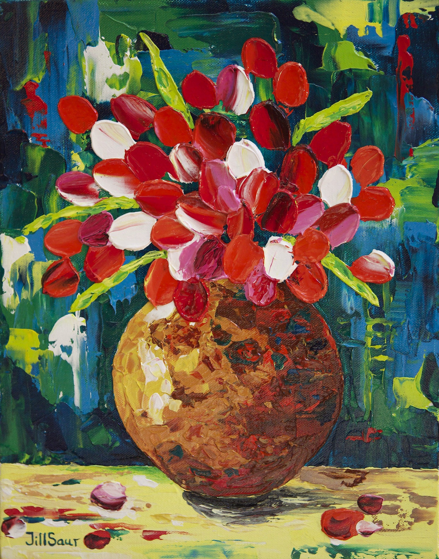 Flowers In Vase Painting by Jill Saur