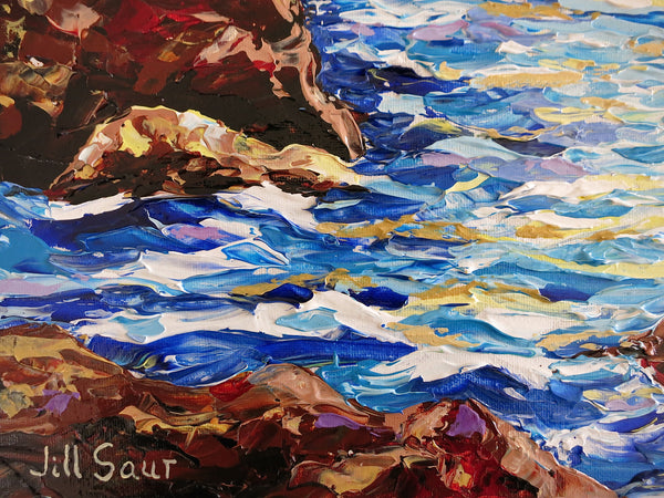Rocky Coast Painting by Jill Saur