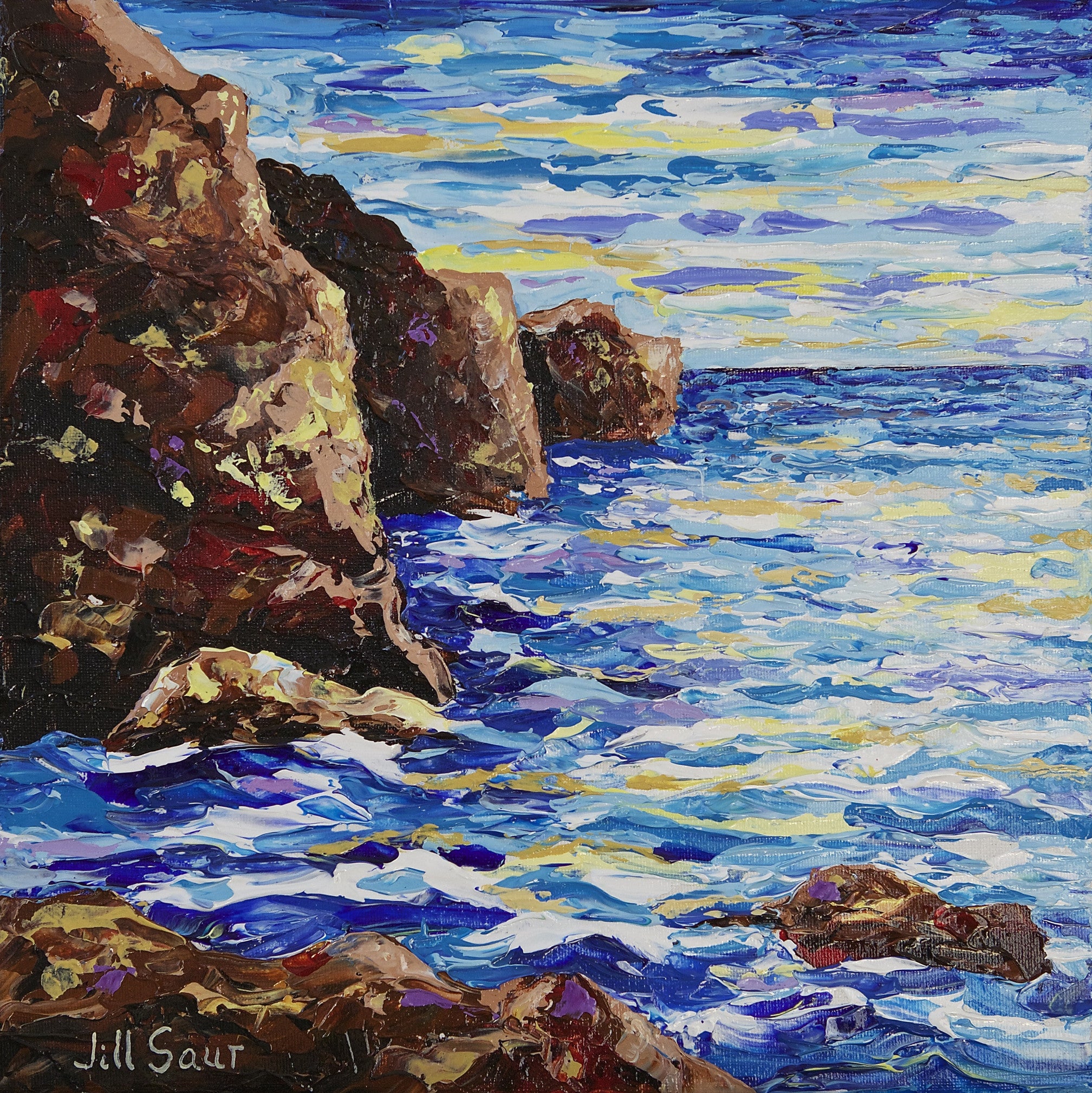 Rocky Coast Painting by Jill Saur