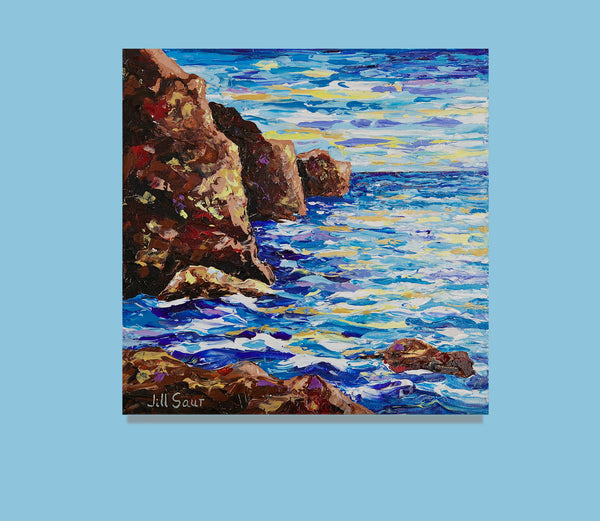 Rocky Coast Painting by Jill Saur