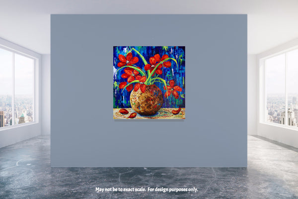 Red Flowers Painting by Jill Saur