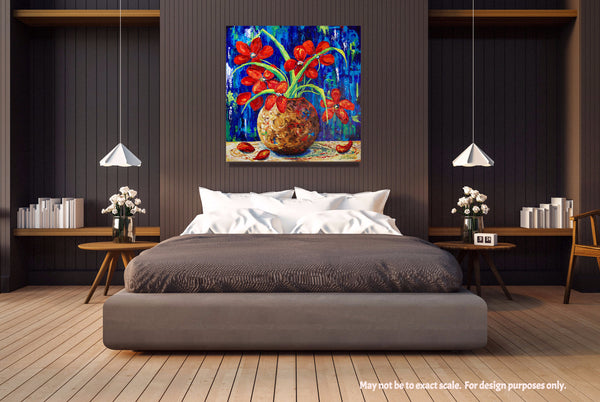Red Flowers Painting by Jill Saur