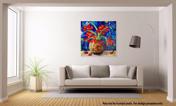Red Flowers Painting by Jill Saur