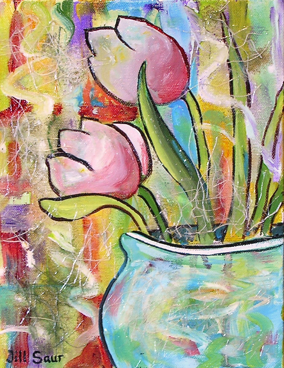Tulips Painting by Jill Saur